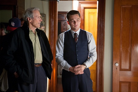 Clint Eastwood, Leonardo DiCaprio on set of J. Edgar movie
